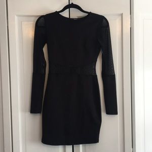 mesh bodycon black dress